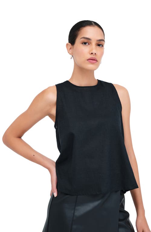 Shop Marcella Mckinley Sleeveless Linen & Cotton Top In Black