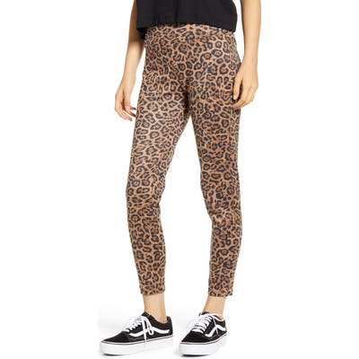 Tinsel Leopard Print High Waist Leggings, Brown