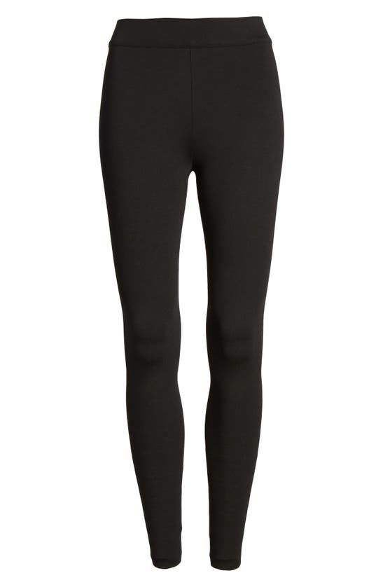 Vince Genuine Leather Panelled Back Darts Fitted Moto Leggings In Black