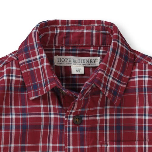 Hope & Henry Baby Boys' Convertible Double Weave Button Down Shirt, Infant In Red Plaid