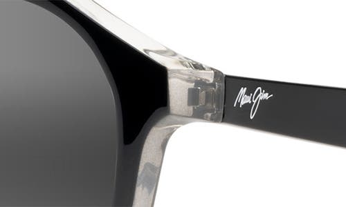 Maui Jim Wedges 57mm Polarized Aviator Sunglasses In Black Gloss/crystal Interior