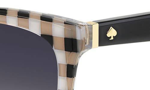 Kate Spade New York Daeshas 56mm Polarized Cat Eye Sunglasses In White Beige Black Check/grey
