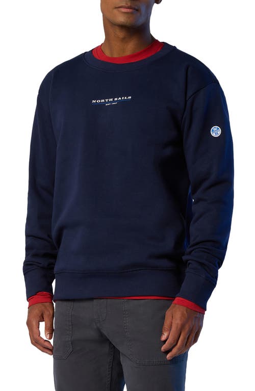Logo Cotton Graphic Sweatshirt in Navy Blue