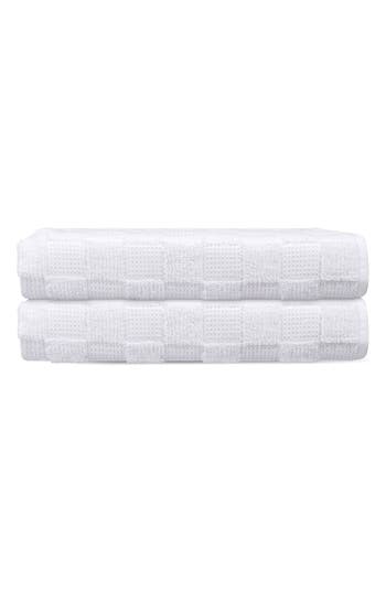 Shop Brooks Brothers Waffle Terry 2-piece Turkish Cotton Bath Towel Set In White