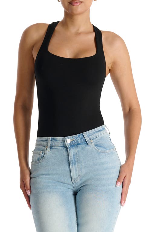 The Racerback Mode Bodysuit in Black