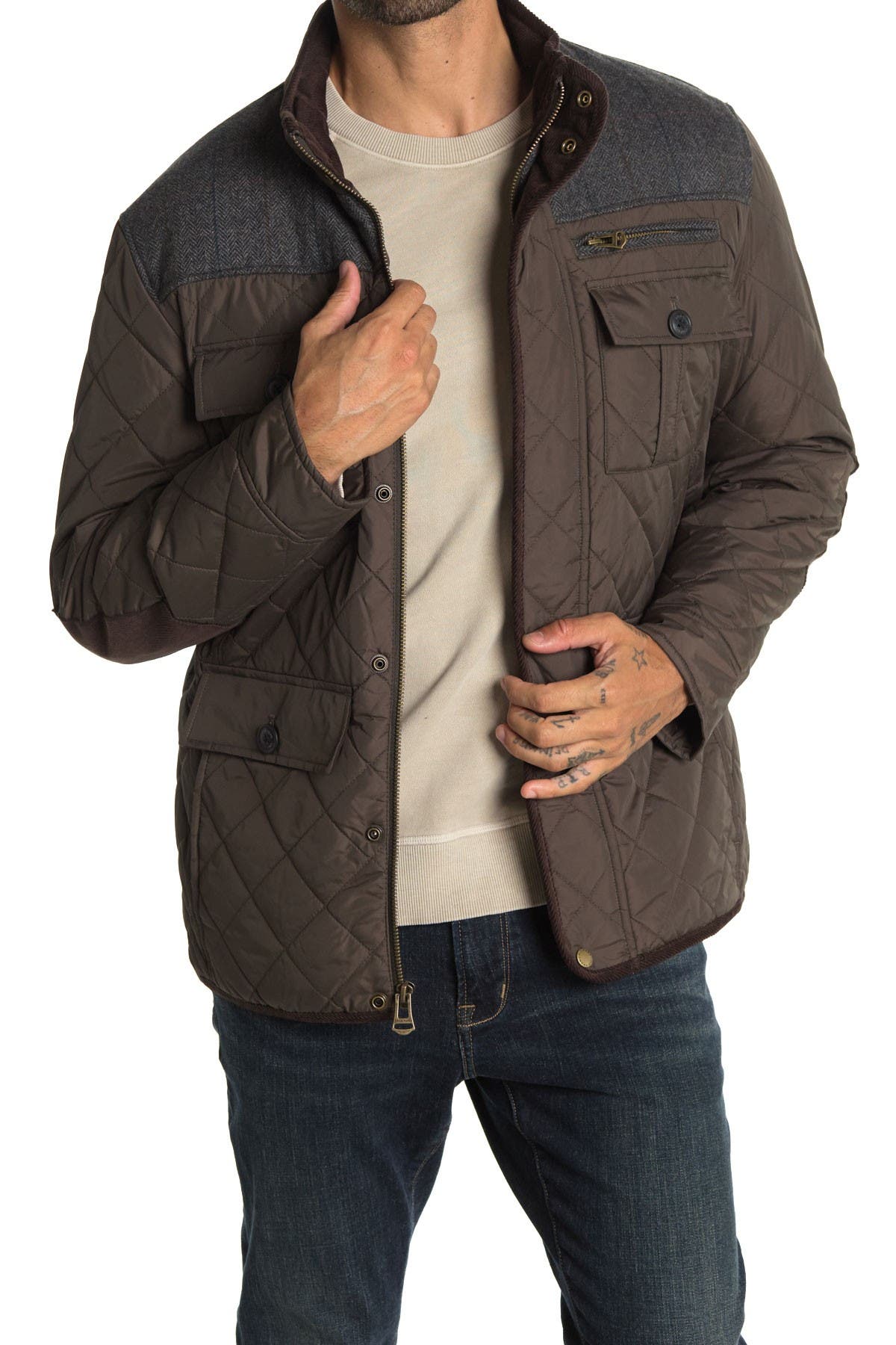 cole haan olive quilted coat