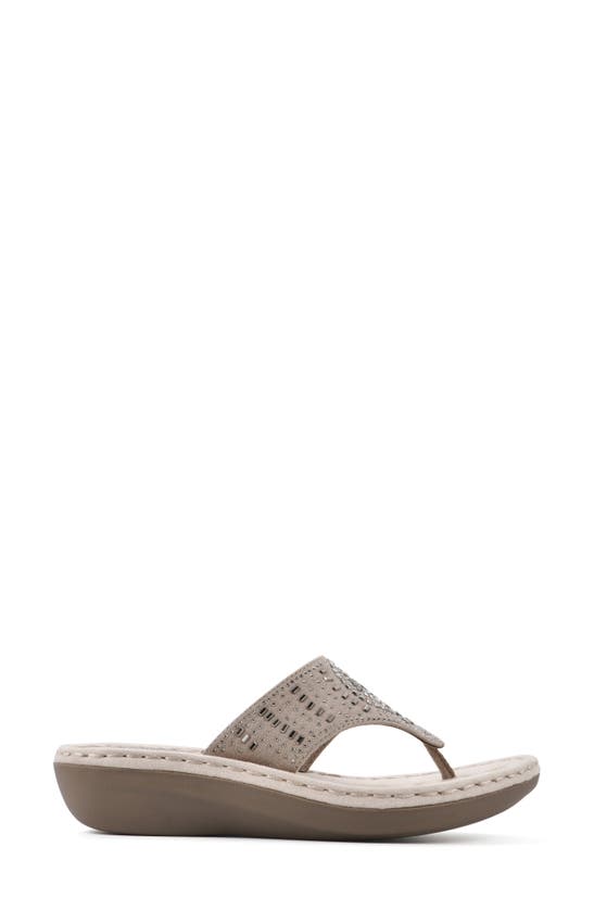 Cliffs By White Mountain Cienna Thong Comfort Sandal In Stone Fabric