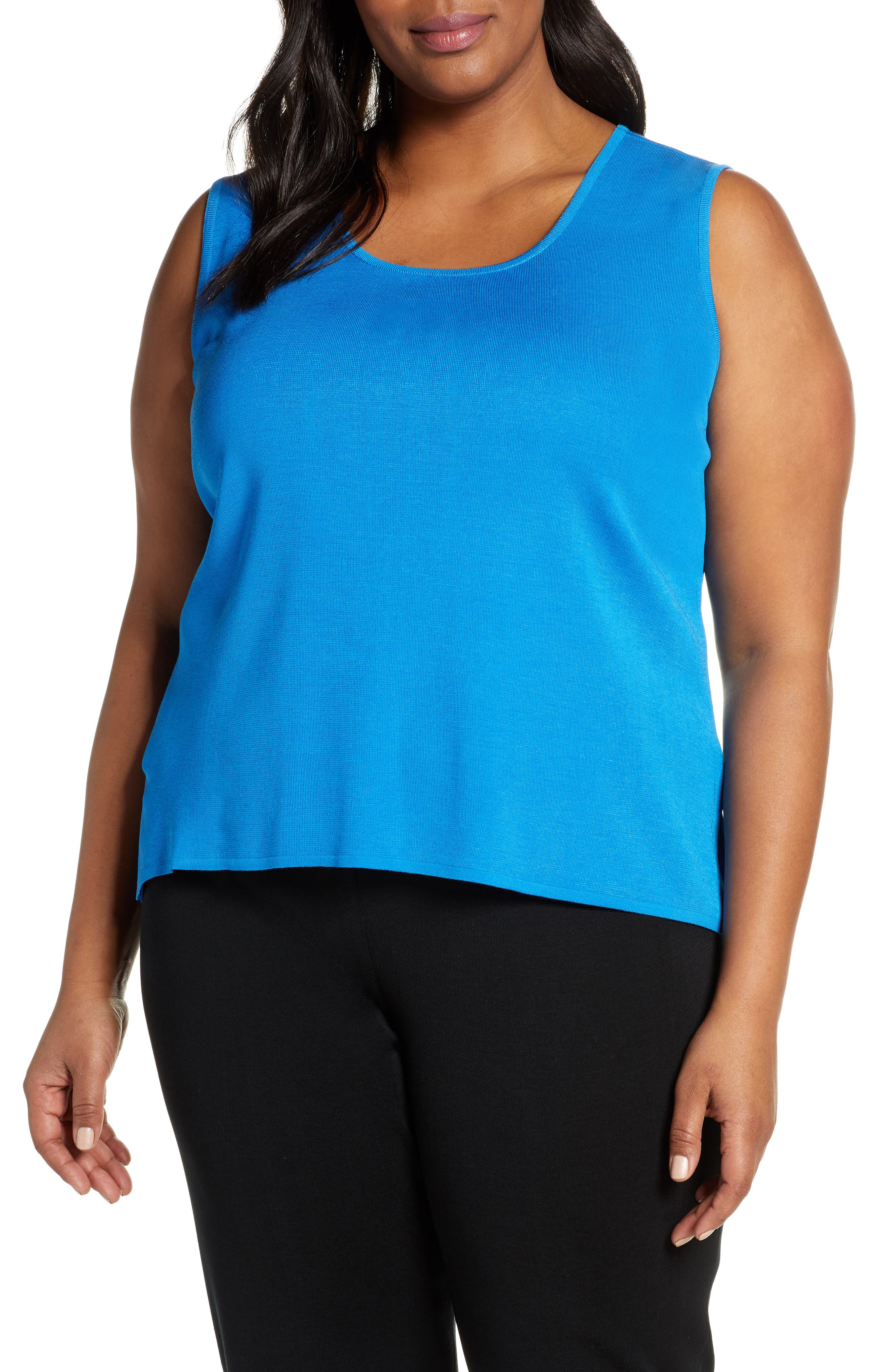 Plus Size Ming Wang Knit Tank, Blue