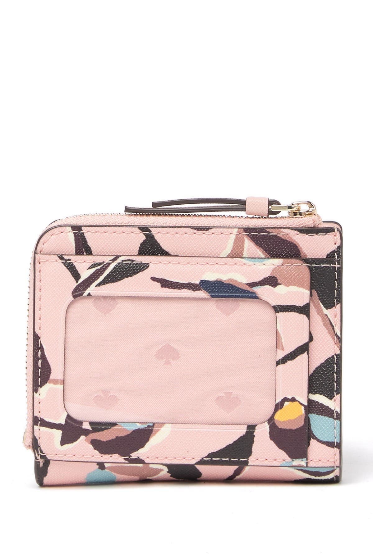 Kate Spade Leather Cameron Paper Rose Small L-zip Wallet In Pink Multi