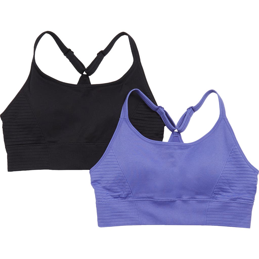 Marika Mary Jane 2-pack Sports Bras In Blue Iris/black