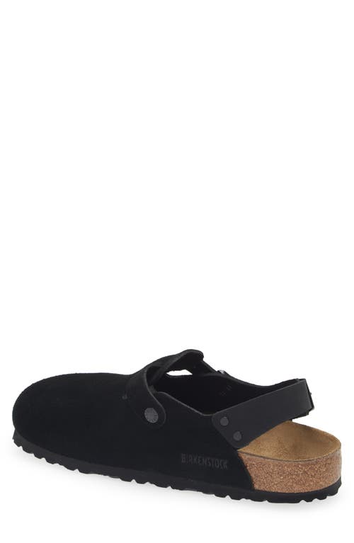Birkenstock Tokio Shearling Buckled Suede Clogs In Black
