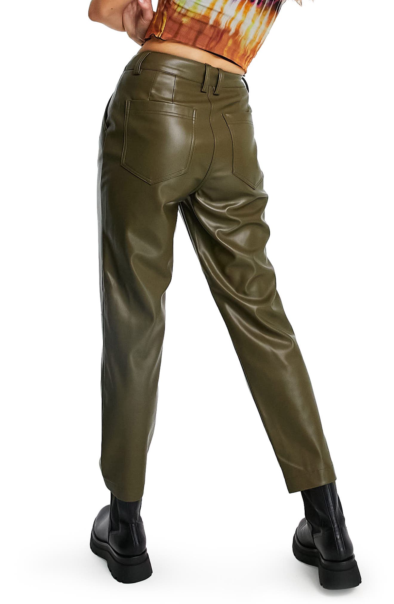 Topshop Faux Leather Peg Trousers 