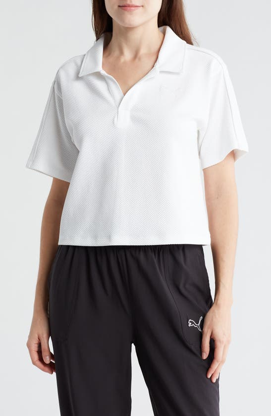 Shop Puma Her Johnny Collar Crop Polo In  White