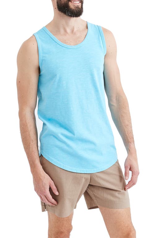 Goodlife Sunfaded Slub Scallop Tank Top in Neon Blue