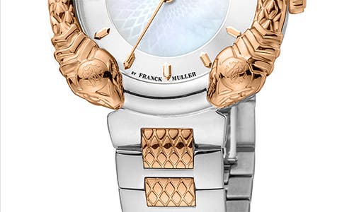 Roberto Cavalli By Franck Muller Two-tone Mother-of-pearl Bracelet Watch, 32mm In Two Tone Silver & Rose Gold