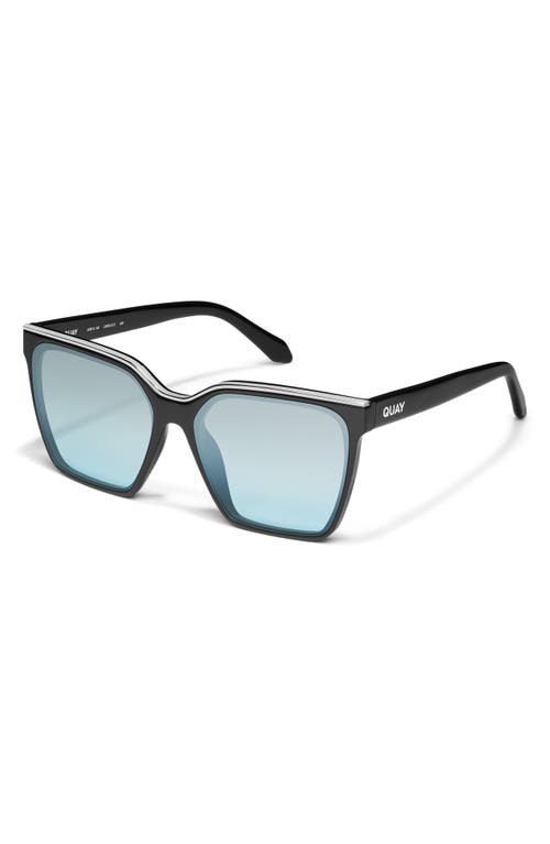 Shop Quay Level Up 55mm Square Sunglasses In Black/silver Turquoise Flash