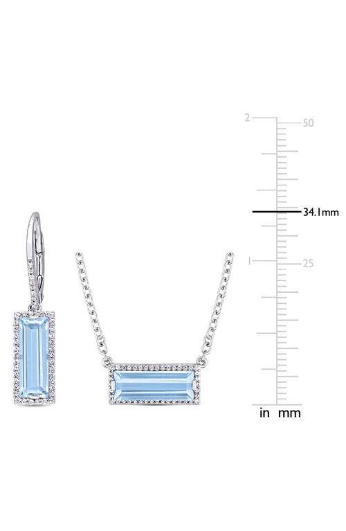 Delmar Sky Blue Topaz & White Topaz Drop Earrings & Pendant Necklace Set In Blue