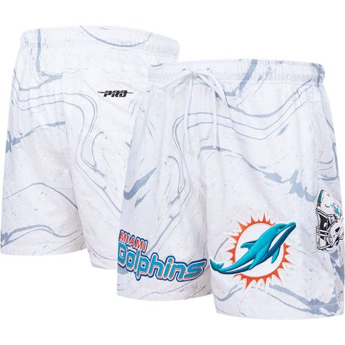 Men's Pro Standard White Miami Dolphins Allover Marble Print Shorts