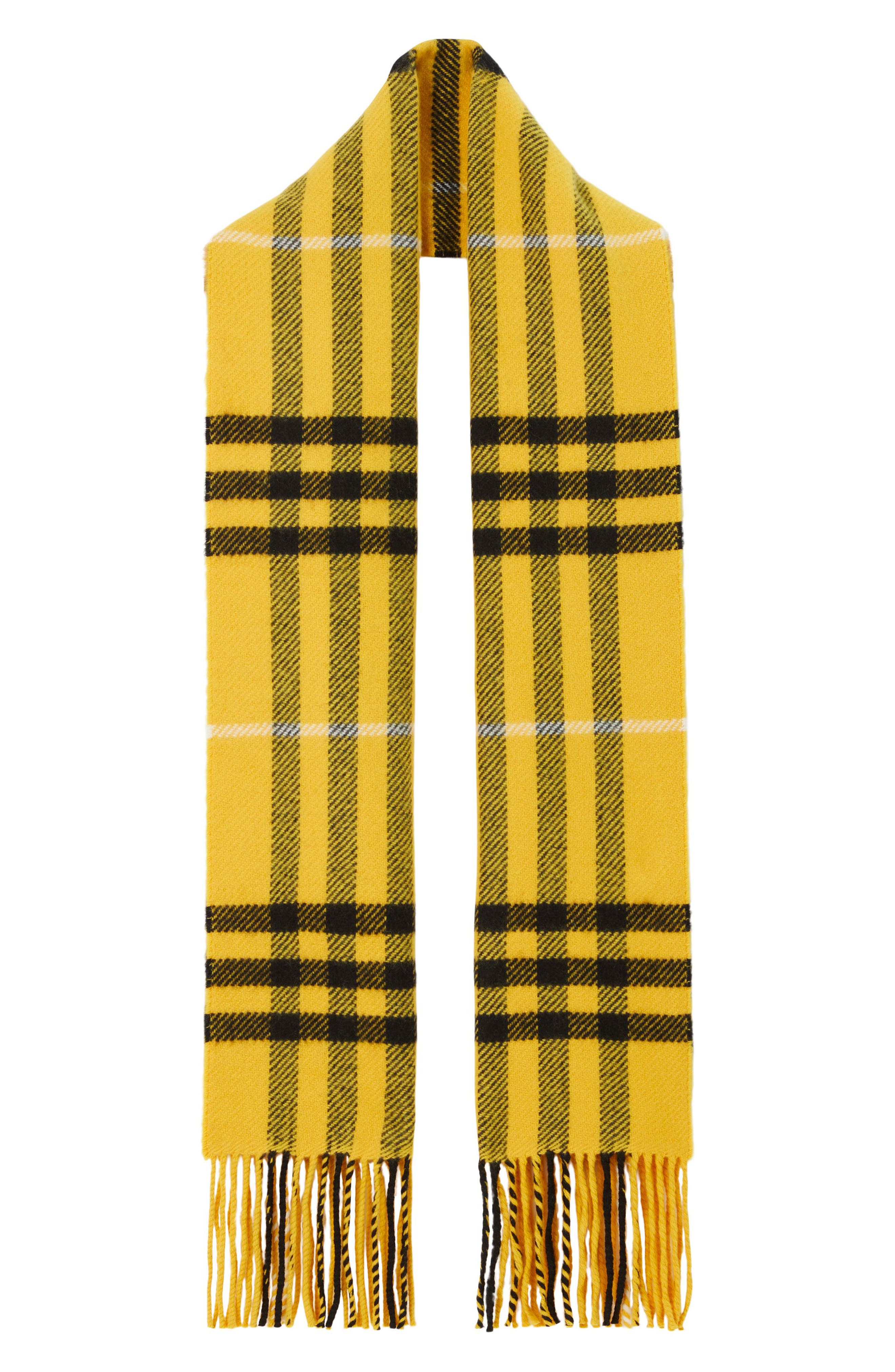 Burberry checkered cashmere fringed scarf
