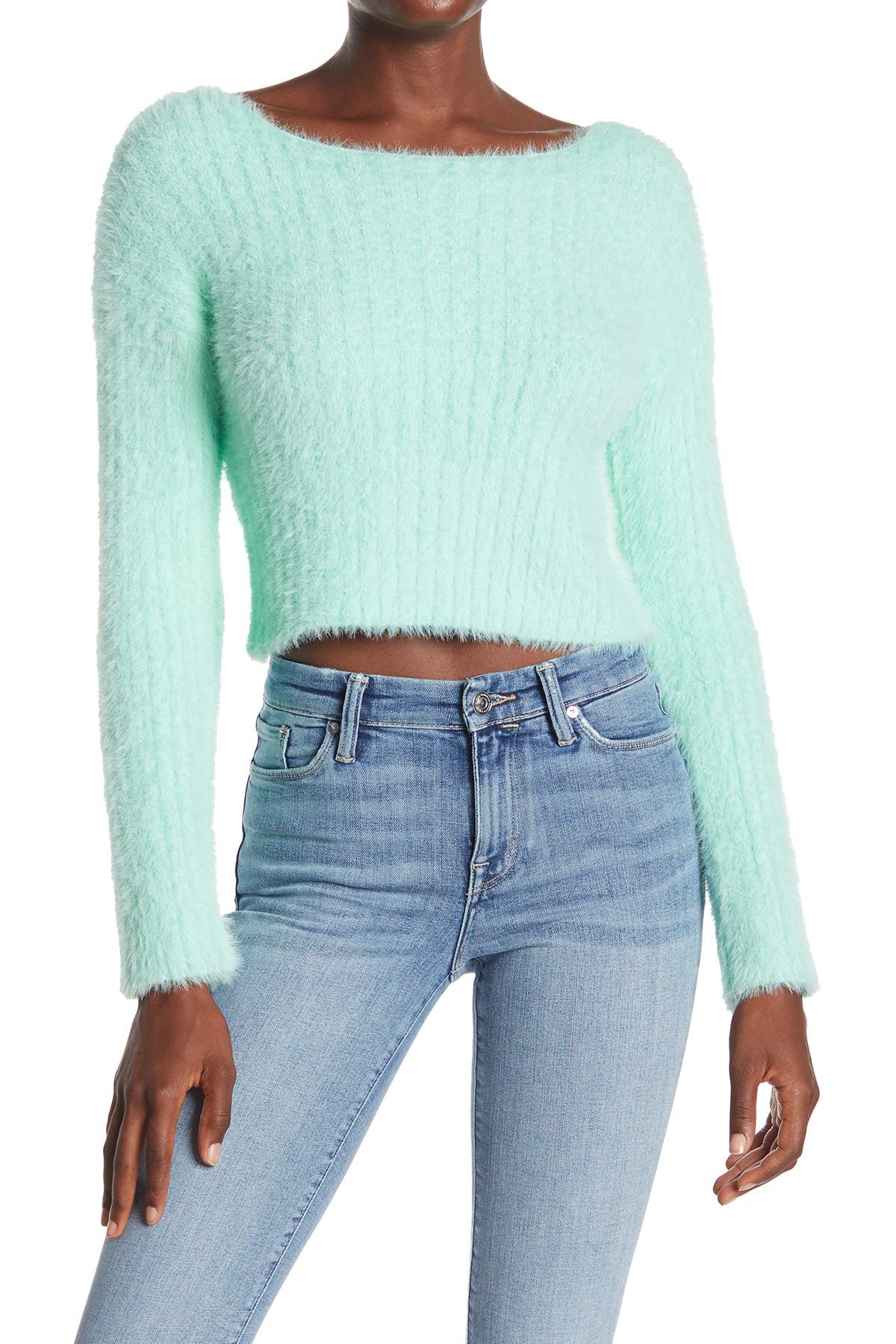 cropped fluffy sweater