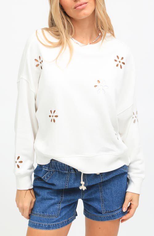 Electric & Rose Eyelet Accent Sweater In White