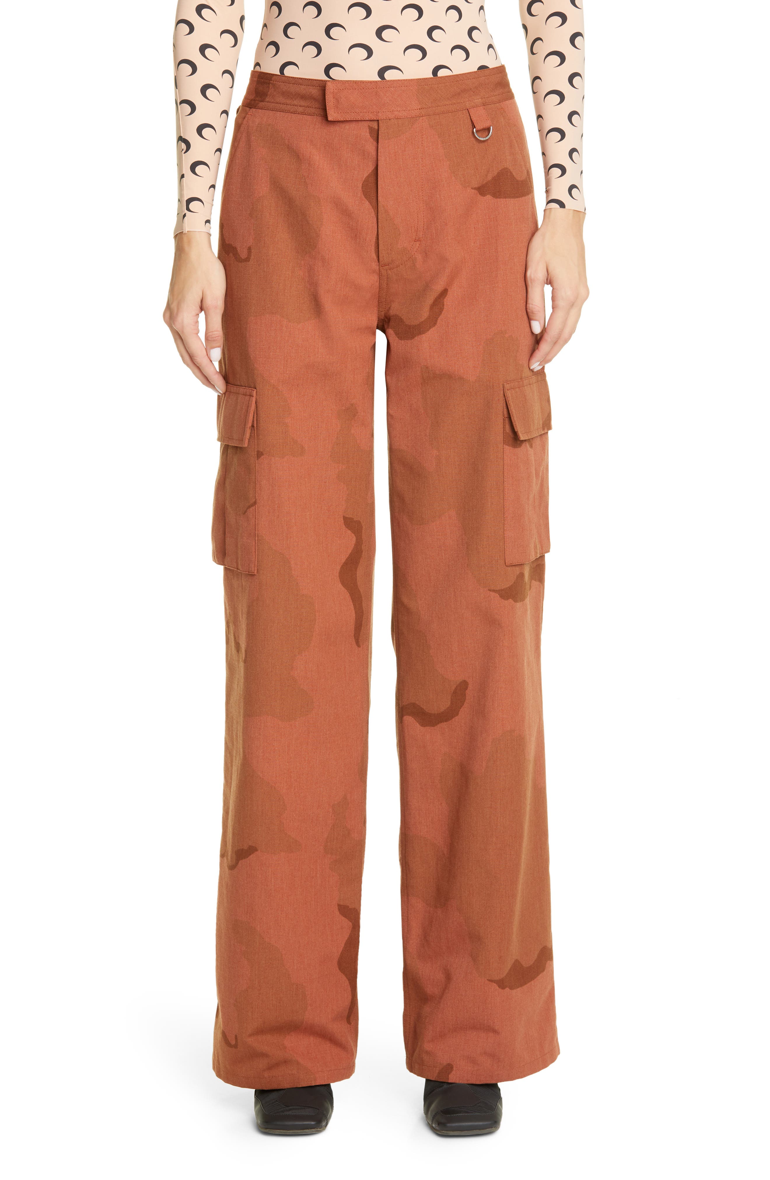 orange army pants women's