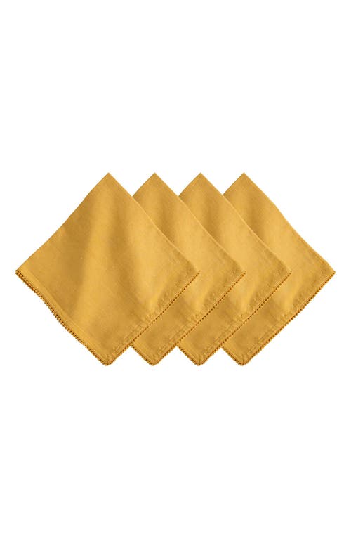 Shop Juliska Berry Trim Set Of 4 Cotton & Linen Napkins In Saffron