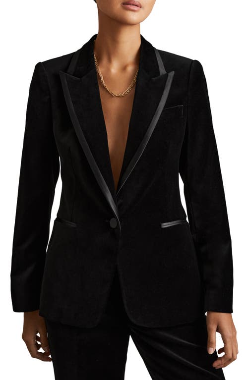 Shop Reiss Parisa Cotton Velveteen Tuxedo Jacket In Black