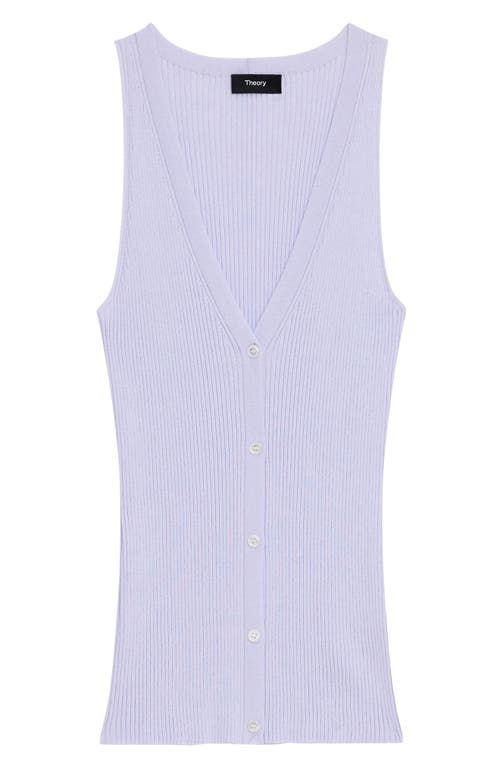 Shop Theory Bleeck Pima Cotton Blend Rib Sweater Vest In Soft Iris/white