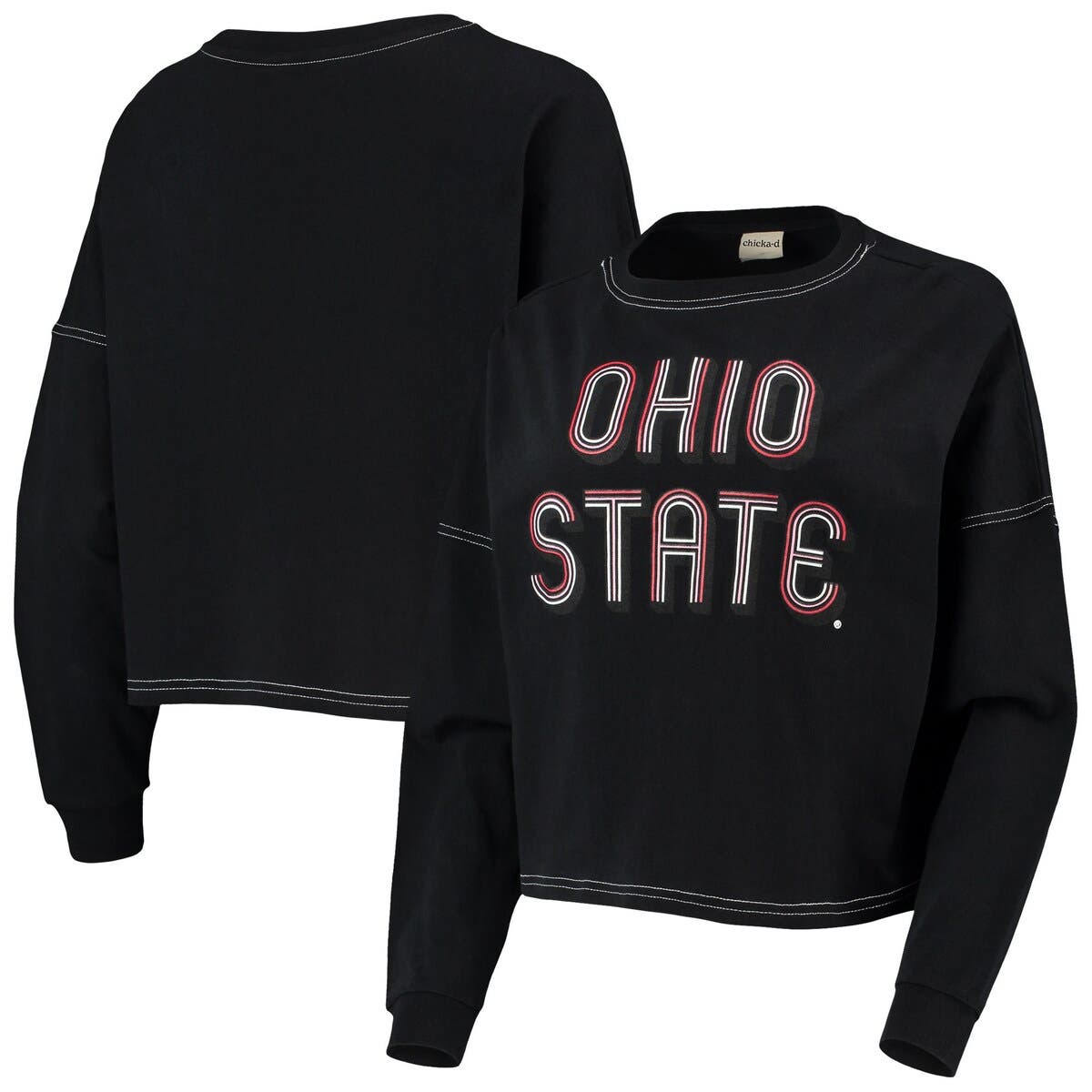 CHICKA-D Women's chicka-d Black Ohio State Buckeyes Vintage Jersey Boxy Big Long Sleeve T-Shirt at Nordstrom