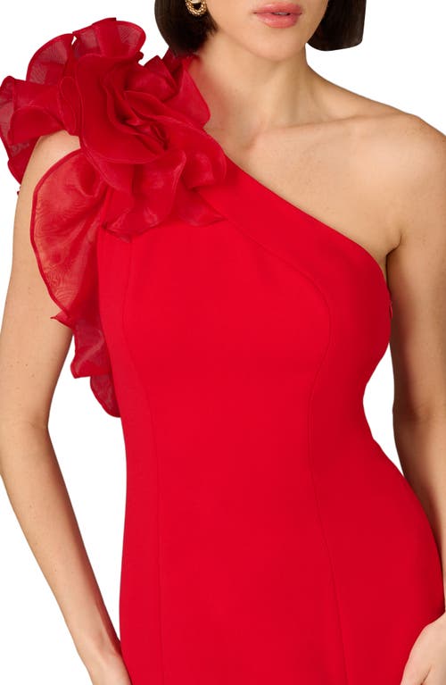 Shop Aidan Mattox By Adrianna Papell One-shoulder Trumpet Gown In Red