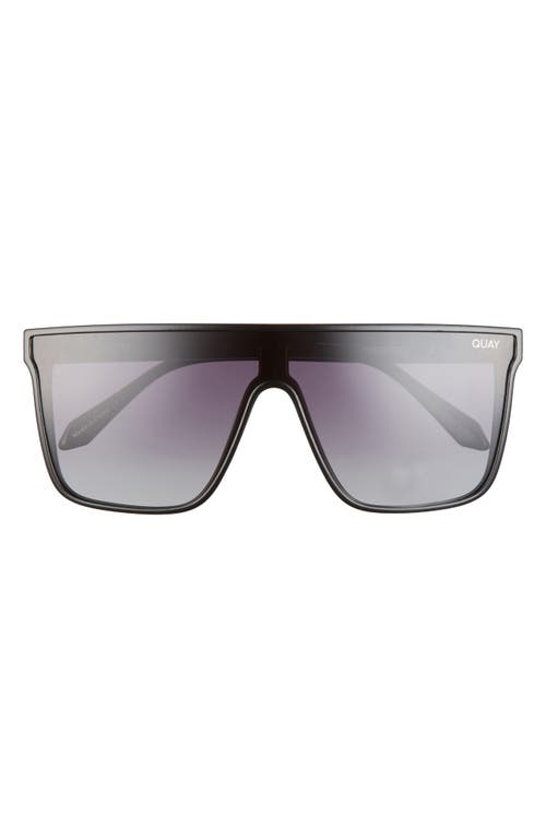 Quay Australia Nightfall 52mm Polarized Oversize Shield Sunglasses in Black/Smoke Polarized at Nordstrom