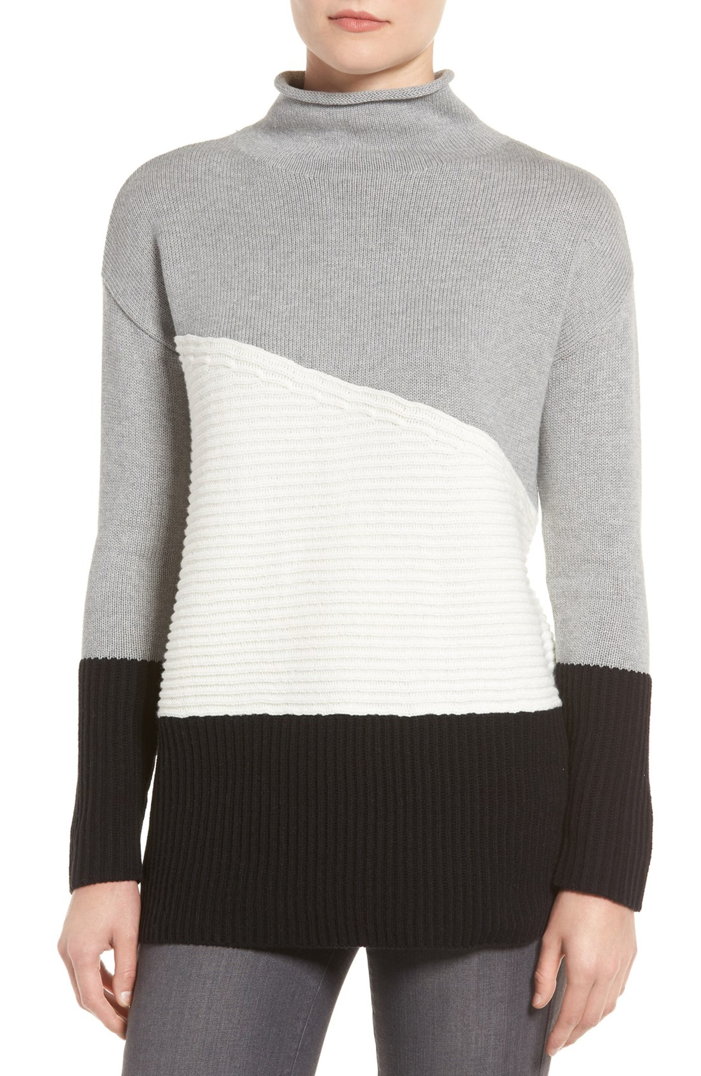 Vince Camuto Colorblock Turtleneck Sweater (Regular & Petite) | Nordstrom