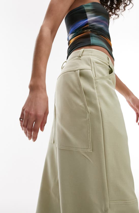Shop Topshop Baggy Utility Pants In Light Green