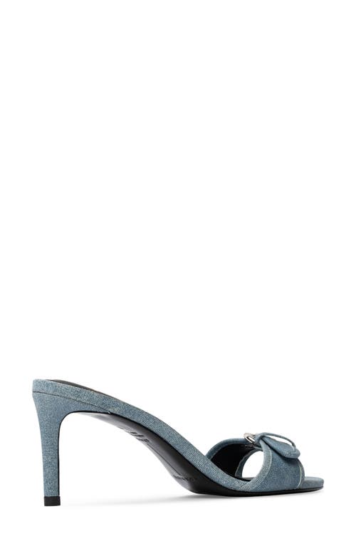 Black Suede Studio Lenny 65 Buckle Sandal In Baby Denim Leather