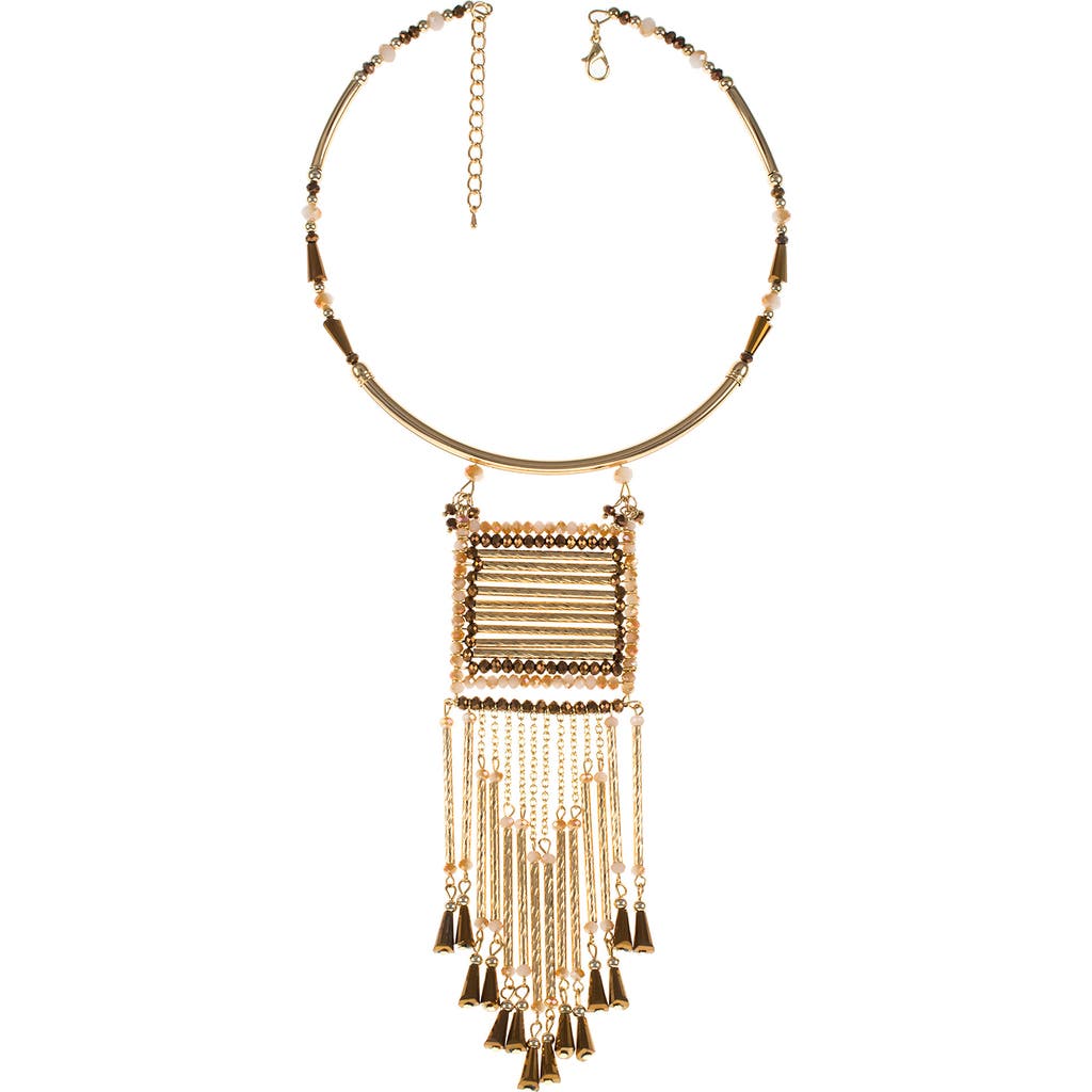 Shop Jardin Beaded Wire Fringe Necklace In White/gold
