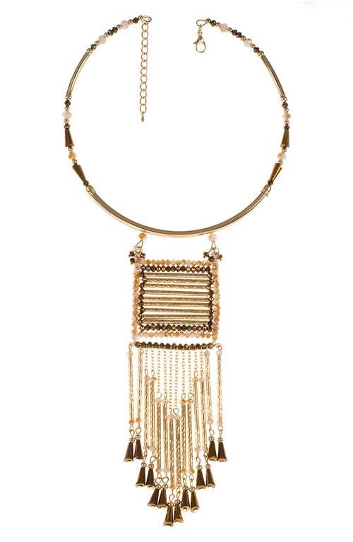 Shop Jardin Beaded Wire Fringe Necklace In White/gold