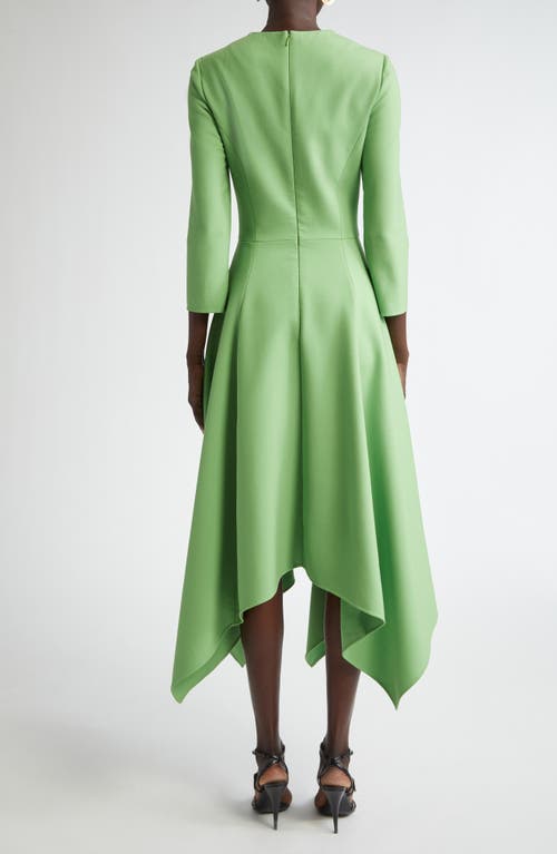 Shop Oscar De La Renta Asymmetric Hem Fit & Flare Dress In Olivine