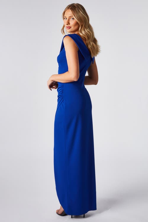 Quiz Scuba Crepe Bardot Maxi Dress In Royal Blue