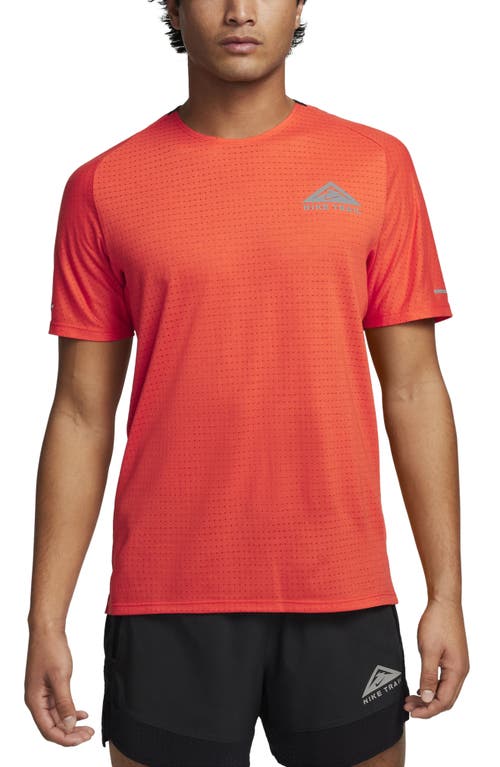 Shop Nike Dri-fit Trail Solar Chase Performance T-shirt In Cosmic Clay/summit White