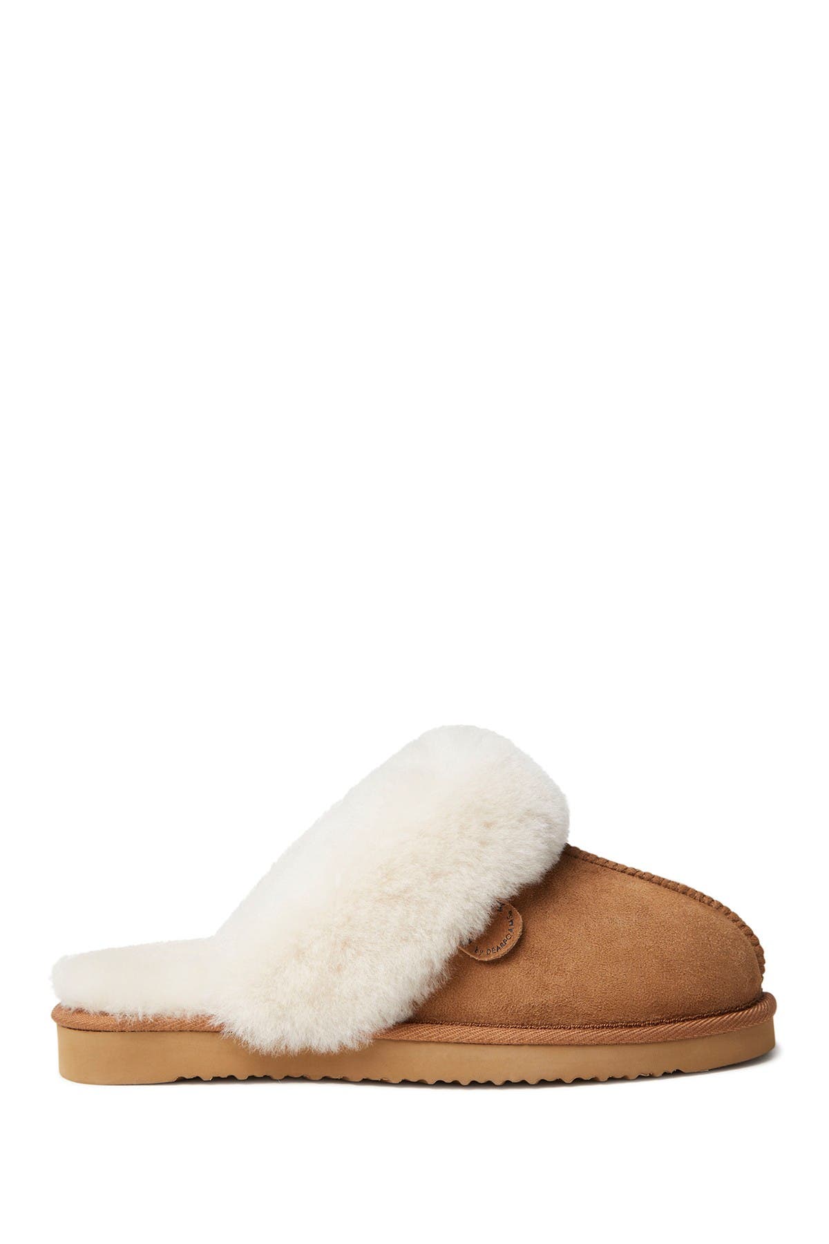 women's dluxe by dearfoams sydney genuine shearling scuff slide slippers