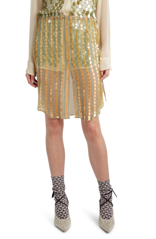 Dries Van Noten Paillette Stripe Sheer Silk Skirt at Nordstrom, Us