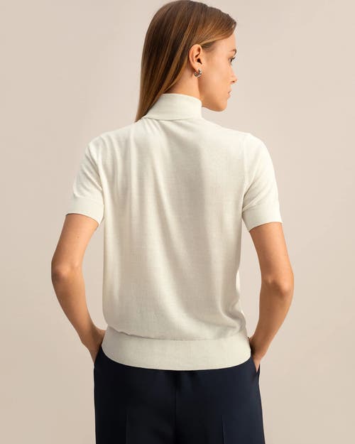 Lilysilk High Neck Short Sleeves Silk Knitted Sweater In White