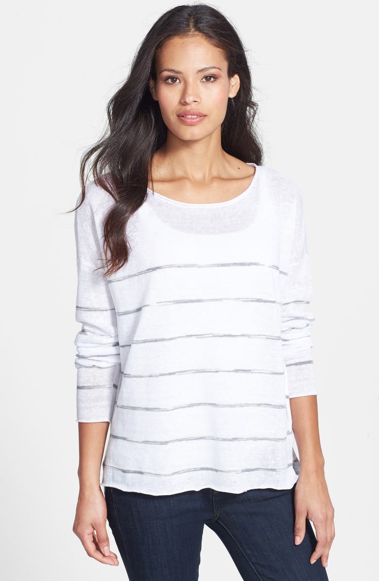 Eileen Fisher Jewel Neck Stripe Sweater (Regular & Petite) | Nordstrom