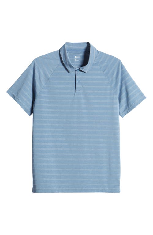 Shop Zella Stripe Performance Court Polo In Blue Coronet