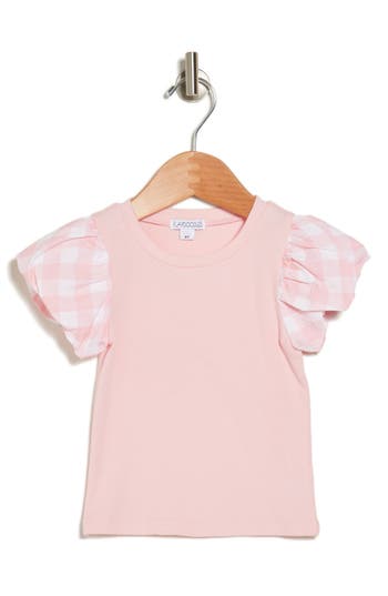 Shop Flapdoodles Kids' Gingham Bubble Sleeve Top In Pink