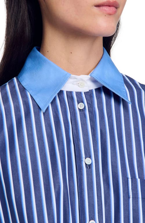 Shop Sandro Striped Shirt In Marine/blanc