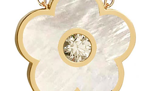 Gabi Rielle Effortless Staples Inlay Flower Pendant Necklace In Gold/pearl