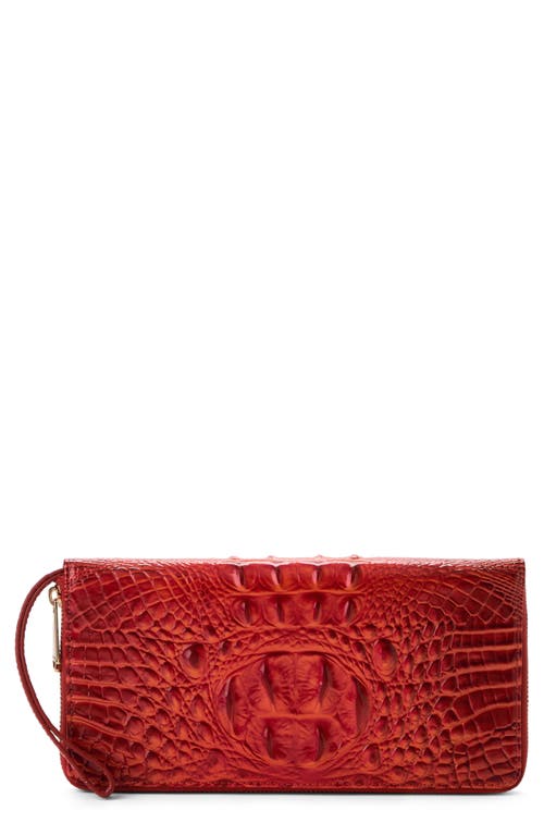 Shop Brahmin Skyler Croc Embossed Leather Wallet In Radiant Red