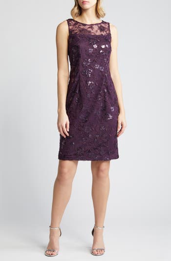 Sequin Lace Sheath Dress Chiffon Jacket